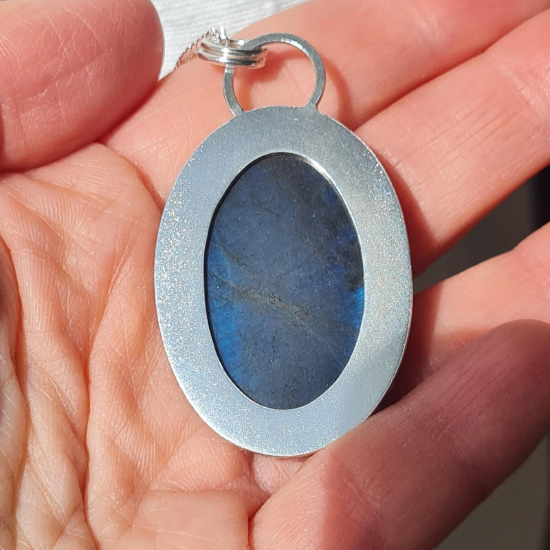 Labradorite pendant back with sterling silver bezel