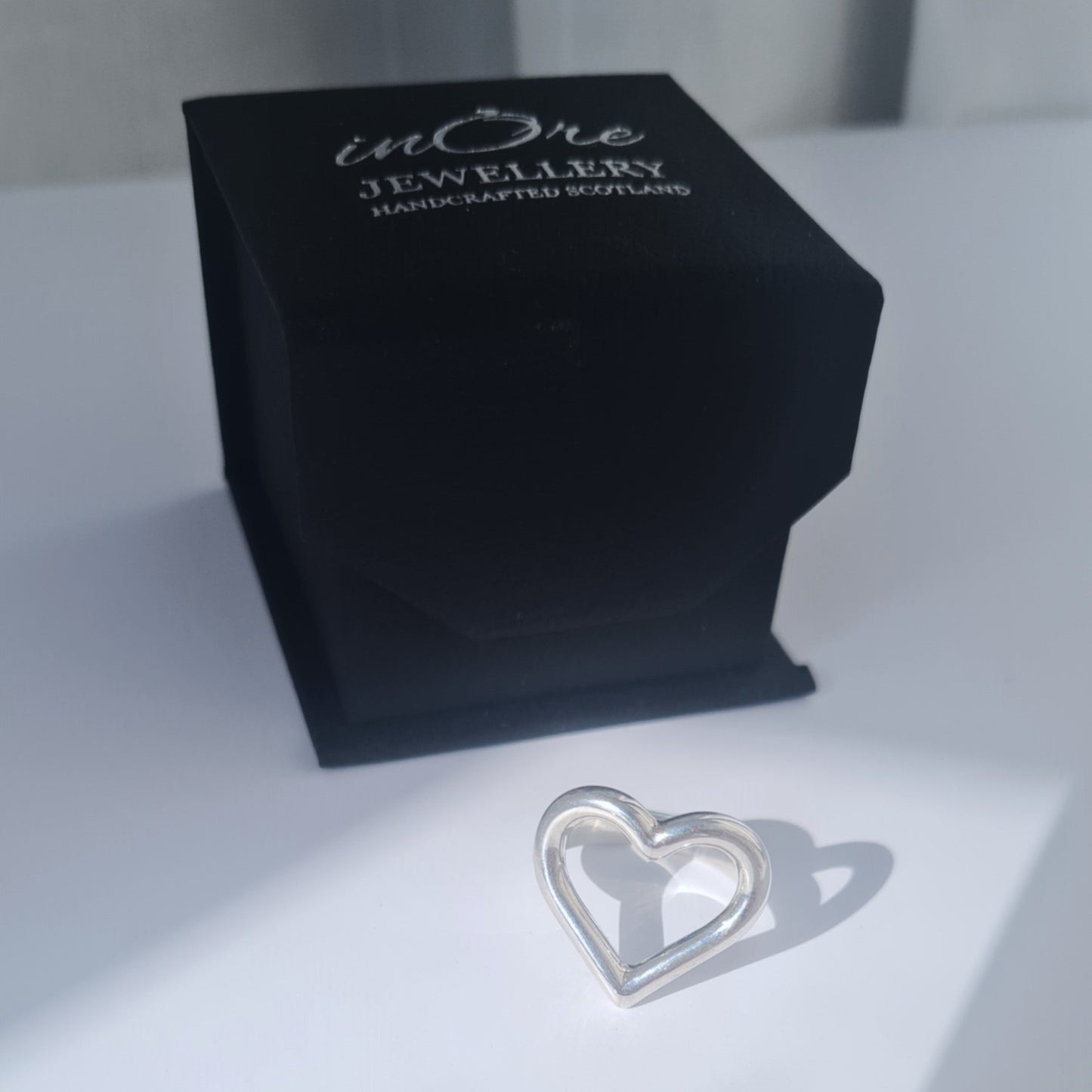 Open Heart Silver Ring with Gift Box