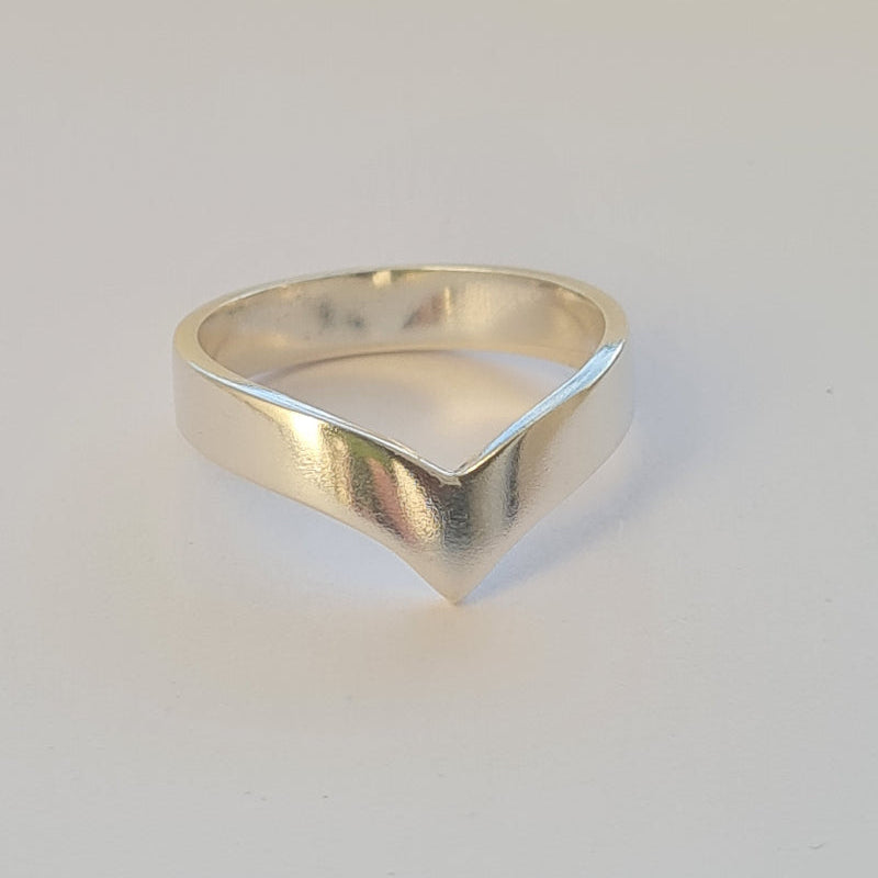recycled sterling silver handmade wishbone ring, chunky style