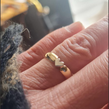 Cradled Heart Ring - 9ct Gold with Sterling Silver Heart