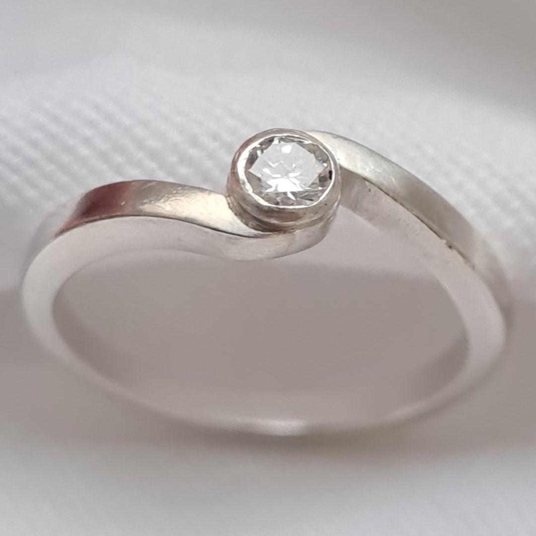 Recycled Sterling Silver Moissanite Swirl Ring