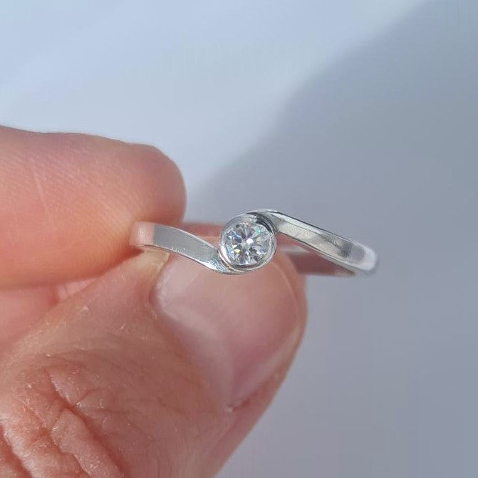 Sterling Silver Ring with Moissonite Gemstone