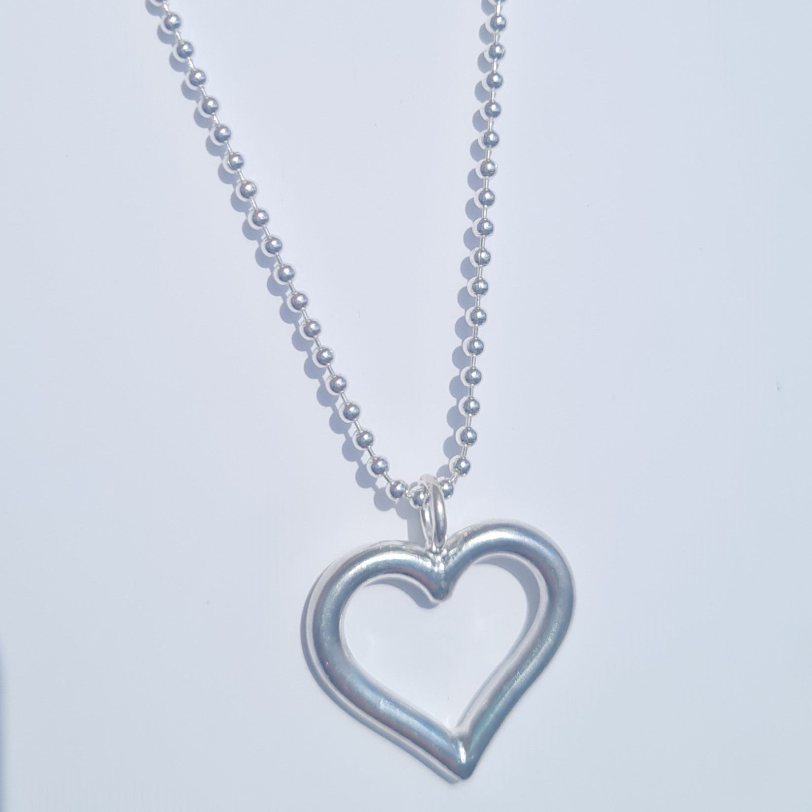 Sterling Silver Open Heart on Ball Chain