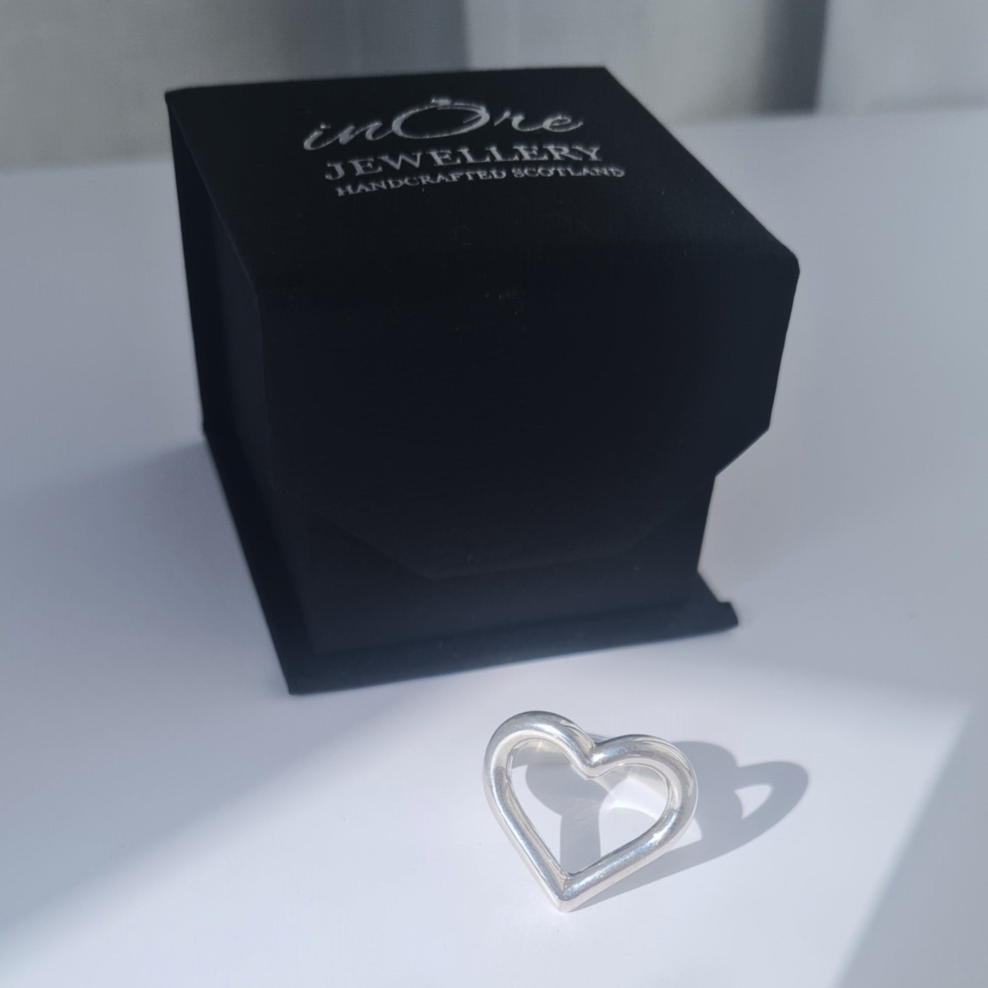 Open Heart Silver Ring with Gift Box