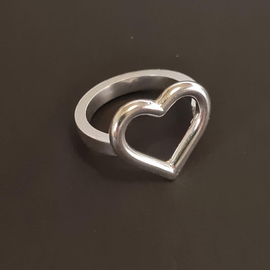 recycled sterling silver open heart ring, handmade