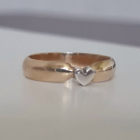 Cradled Heart Ring - 9ct Gold with Sterling Silver Heart