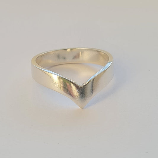 recycled sterling silver handmade wishbone ring, chunky style